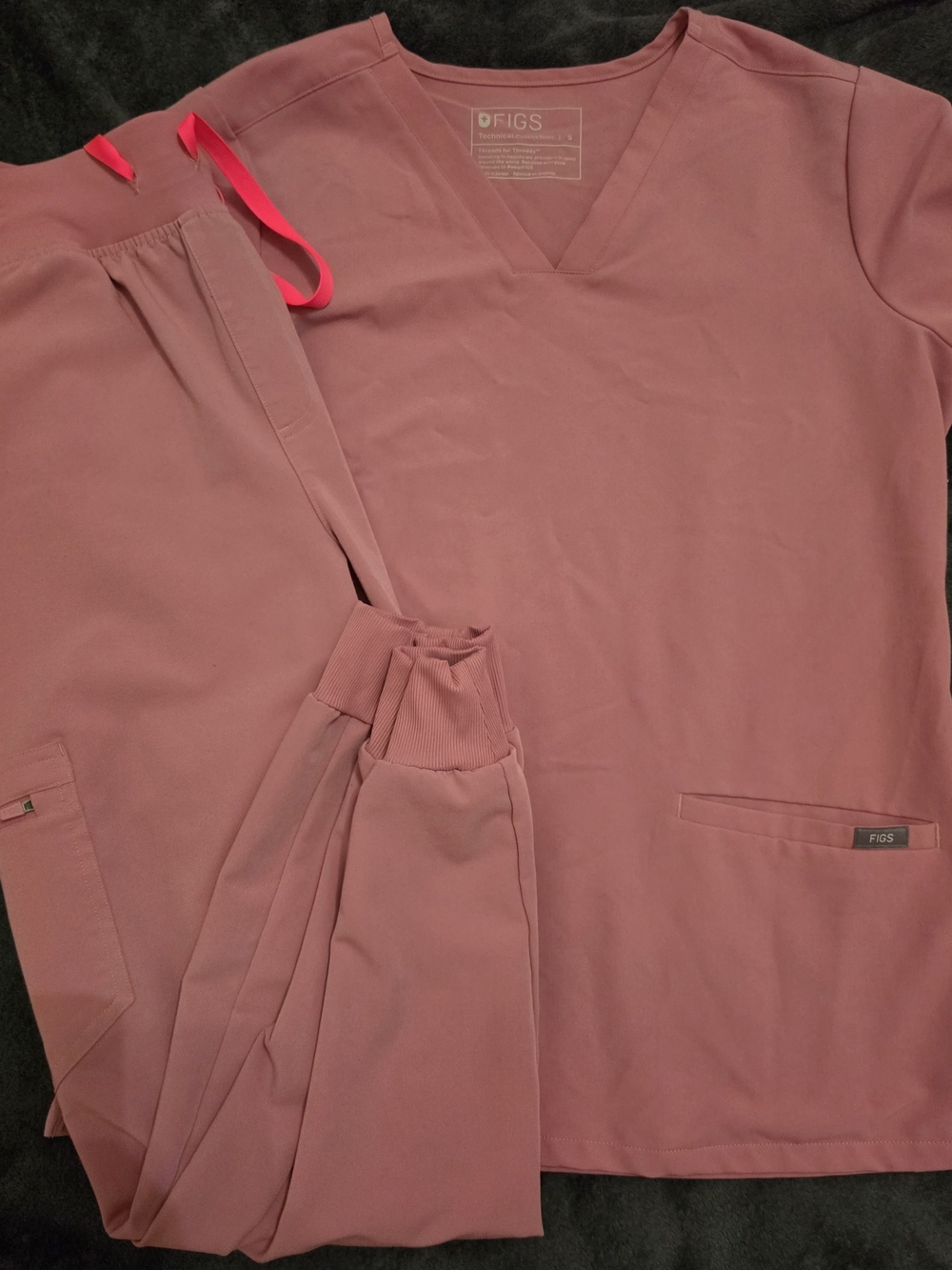 FIGS Women's Pajama-Style Scrub Set in Chalk Pink